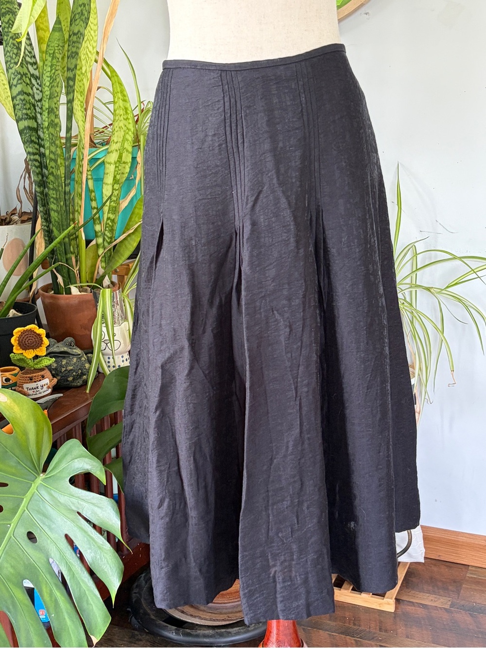 J.Jill Black Jacquard Floral Midi Skirt 16 Whimsigoth Dark Coquette Goth 90s